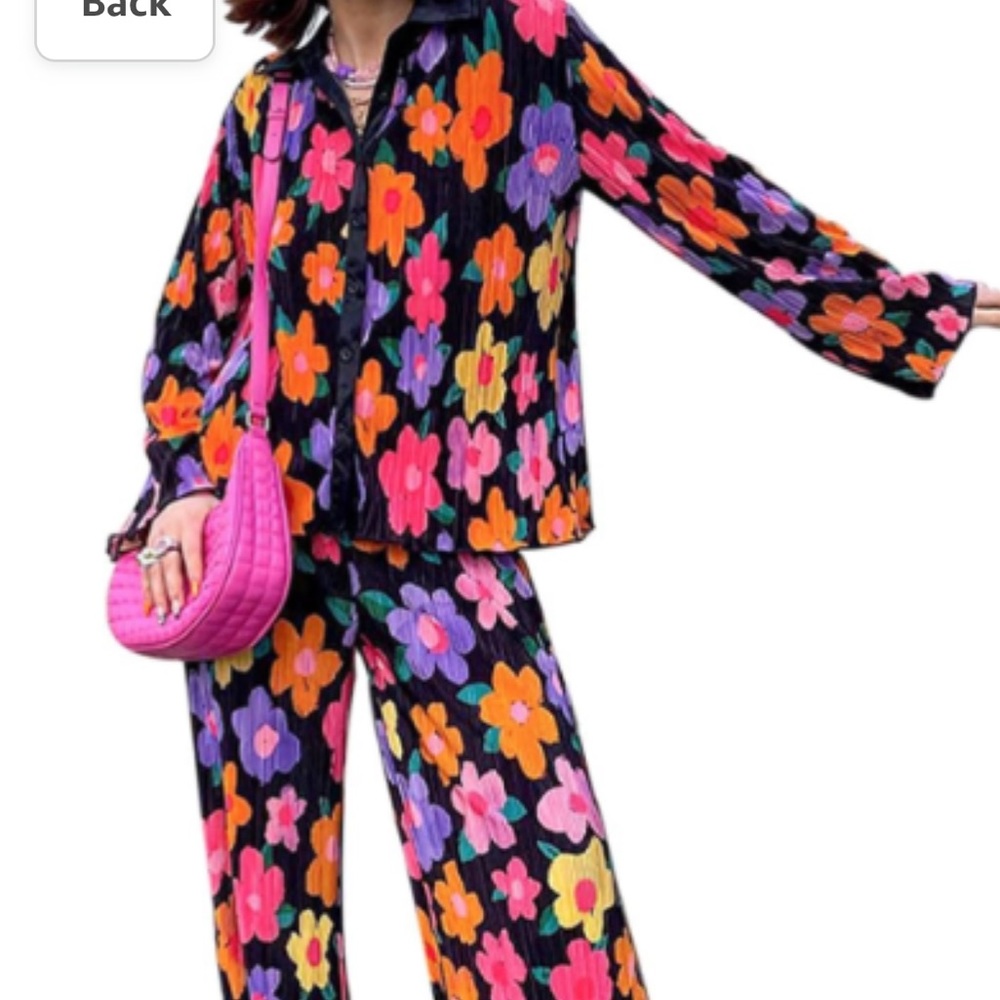Floral 2 Piece Pant Set, size Large